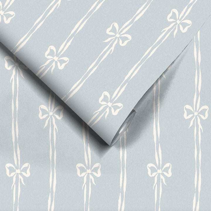 Woodchip & Magnolia Bow Peep Dusky Blue Wallpaper - WM - 481 - 04