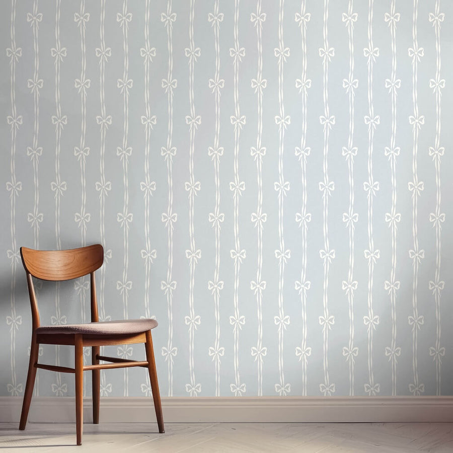 Woodchip & Magnolia Bow Peep Dusky Blue Wallpaper - WM - 481 - 04