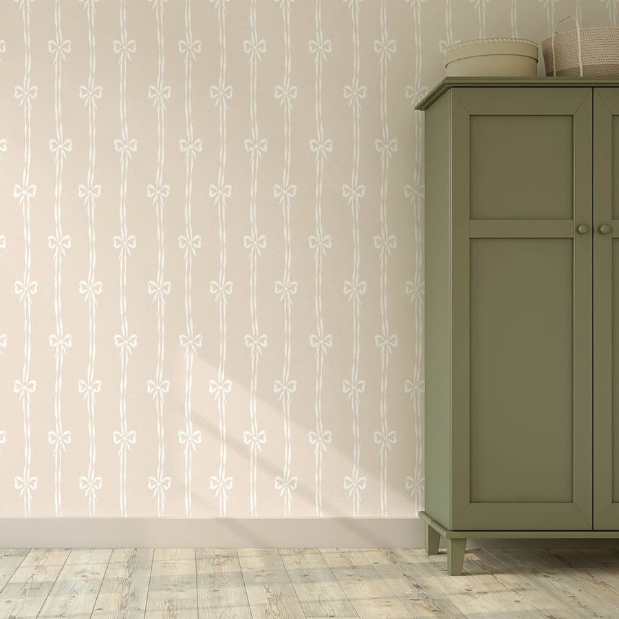 Woodchip & Magnolia Bow Peep Plaster Pink Wallpaper - WM - 481 - 06