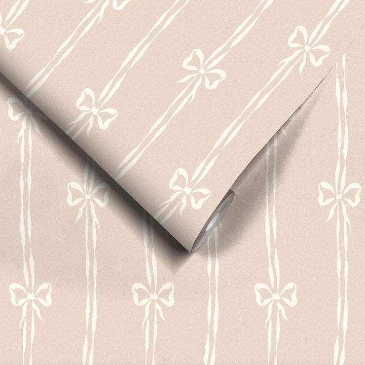 Woodchip & Magnolia Bow Peep Plaster Pink Wallpaper - WM - 481 - 06
