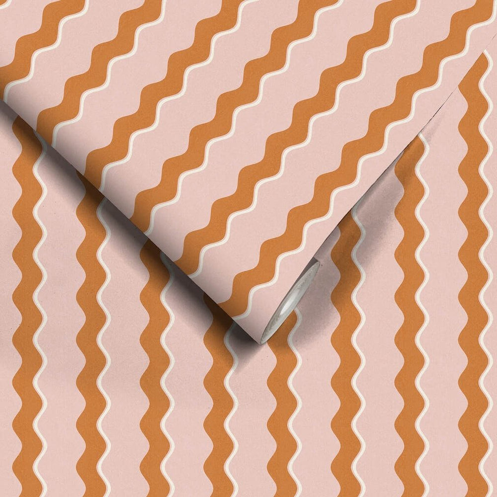 Woodchip & Magnolia Cari Wave Gorse/Pink Cloud Wallpaper - WM - 462 - 02