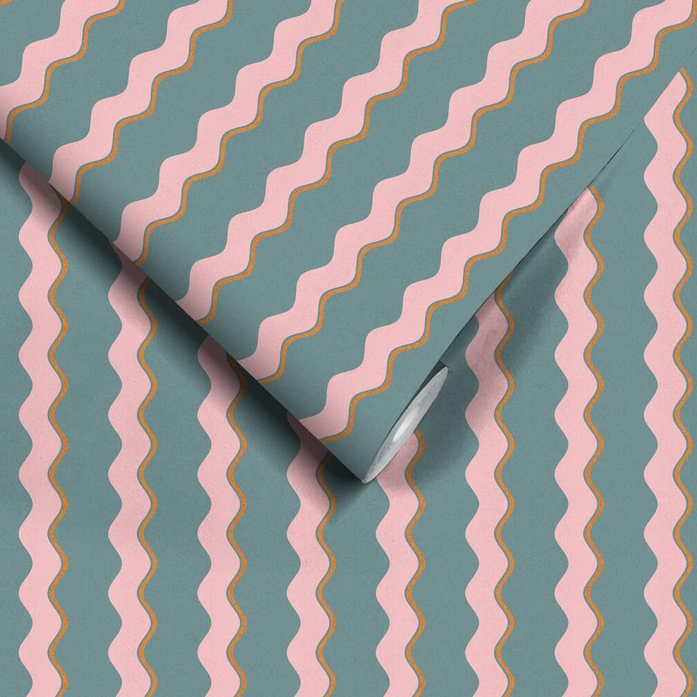 Woodchip & Magnolia Cari Wave Marine Blue Wallpaper - WM - 462 - 06