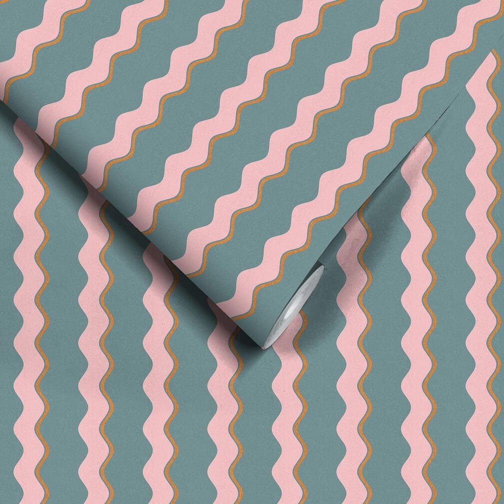 Woodchip & Magnolia Cari Wave Marine Blue Wallpaper - WM - 462 - 06