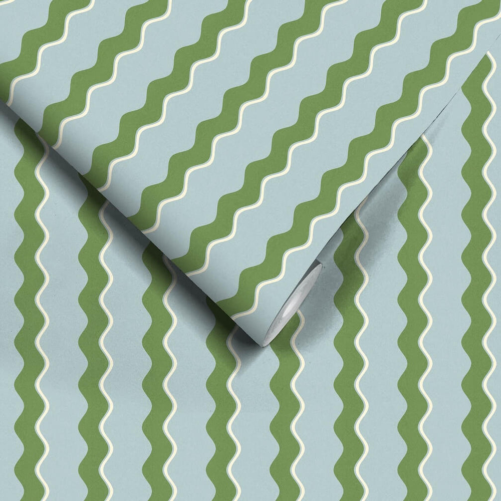 Woodchip & Magnolia Cari Wave Pacific Blue Wallpaper - WM - 462 - 04