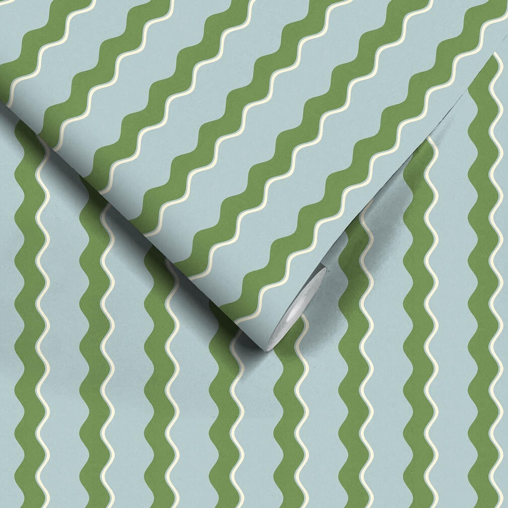 Woodchip & Magnolia Cari Wave Pacific Blue Wallpaper - WM - 462 - 04