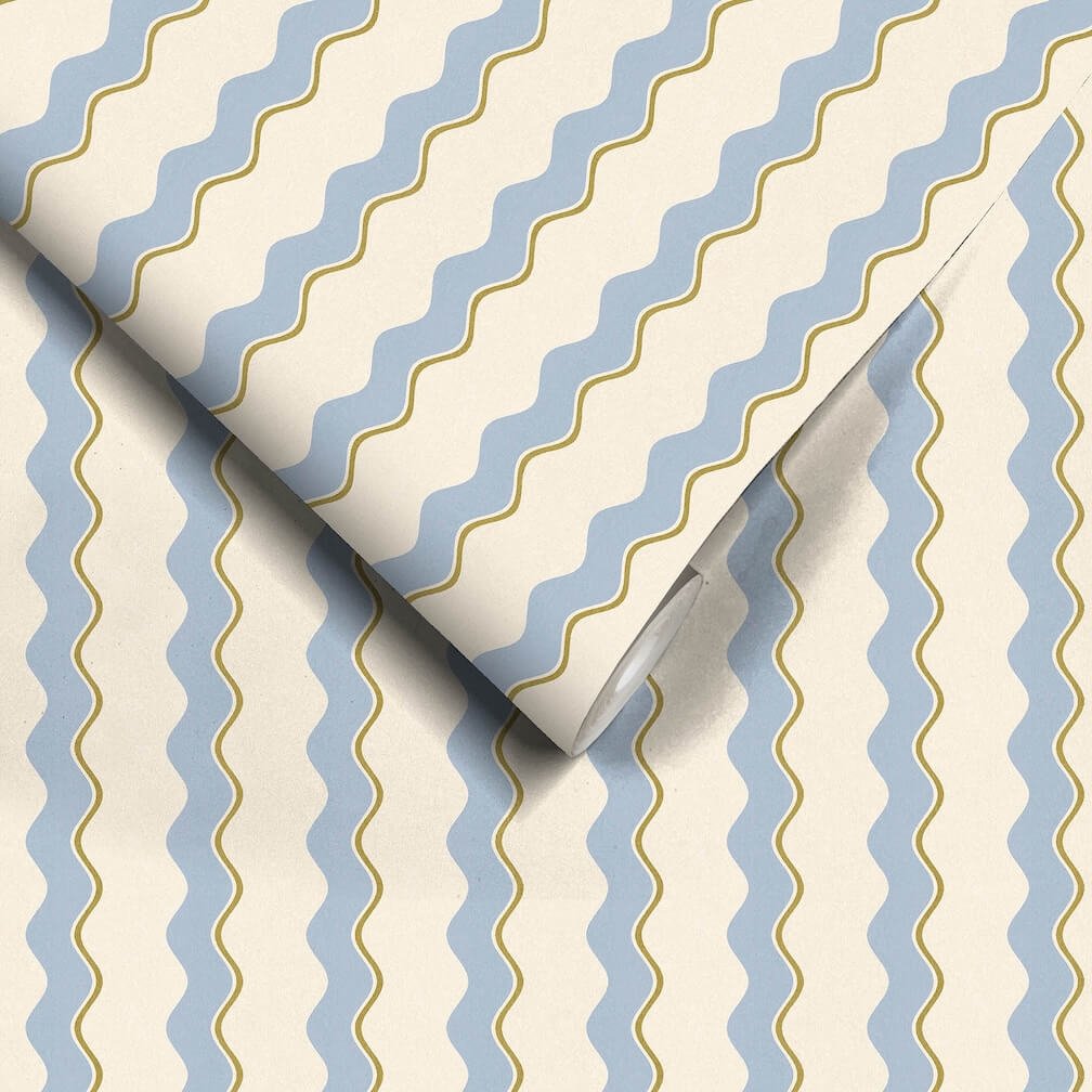 Woodchip & Magnolia Cari Wave Sky Blue/Pebble Wallpaper - WM - 462 - 03
