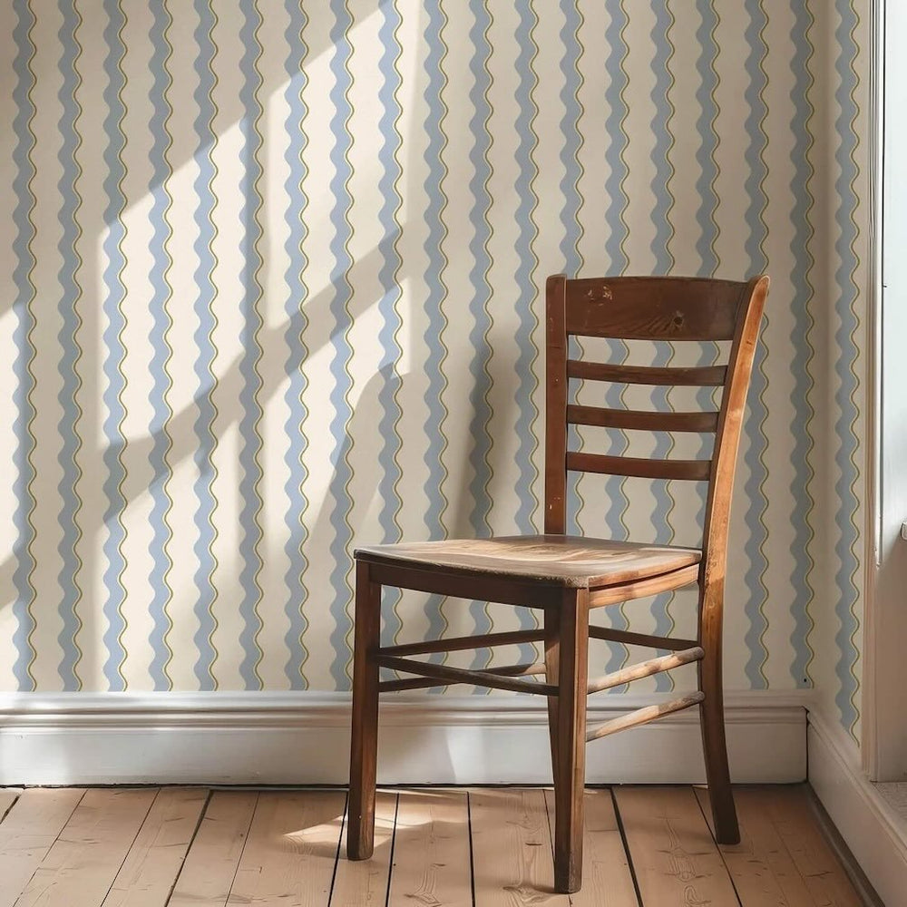 Woodchip & Magnolia Cari Wave Sky Blue/Pebble Wallpaper - WM - 462 - 03