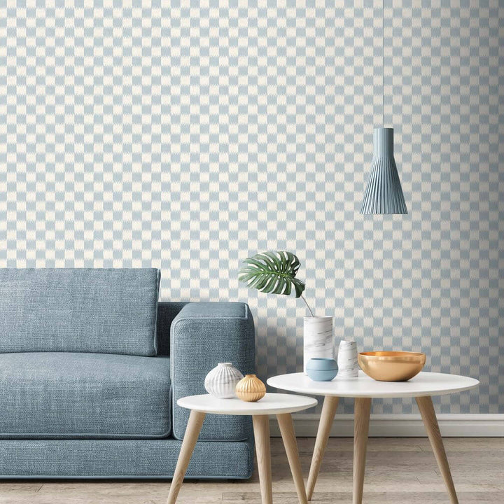 Woodchip & Magnolia Checkmate Powder Blue Wallpaper - WM-487-03