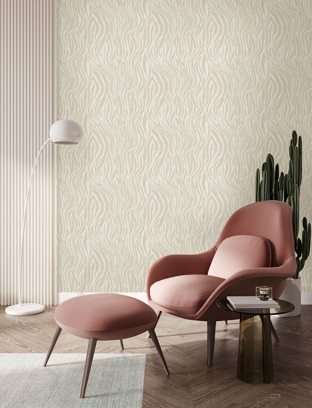 Woodchip & Magnolia Debra Zebra Putty Wallpaper - WM-448-04