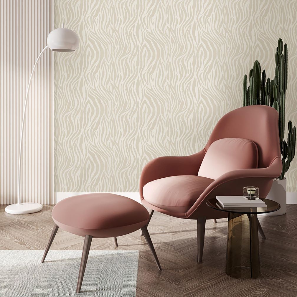 Woodchip & Magnolia Debra Zebra Putty Wallpaper - WM-448-04