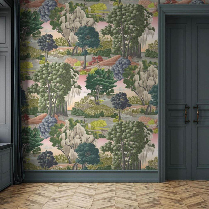 Woodchip & Magnolia Enchanted Gardens Pink Haze Wallpaper in Hallway