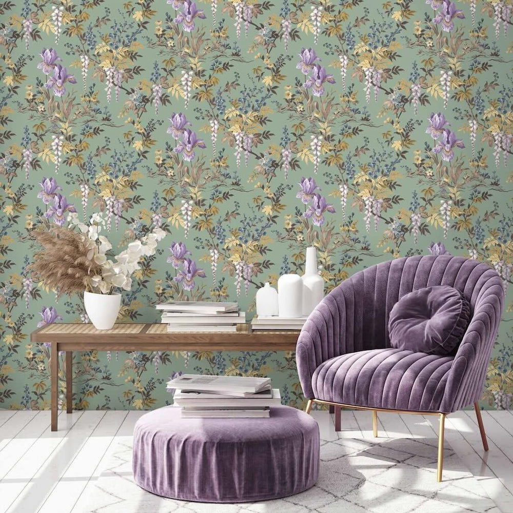 Woodchip & Magnolia Hestia Wild Garlic Green Wallpaper - WM-364-04