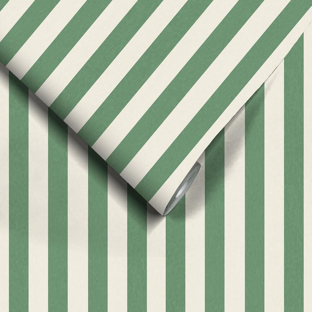 Woodchip & Magnolia Jockey Stripe Green/Magnolia Wallpaper - WM - 472 - 04