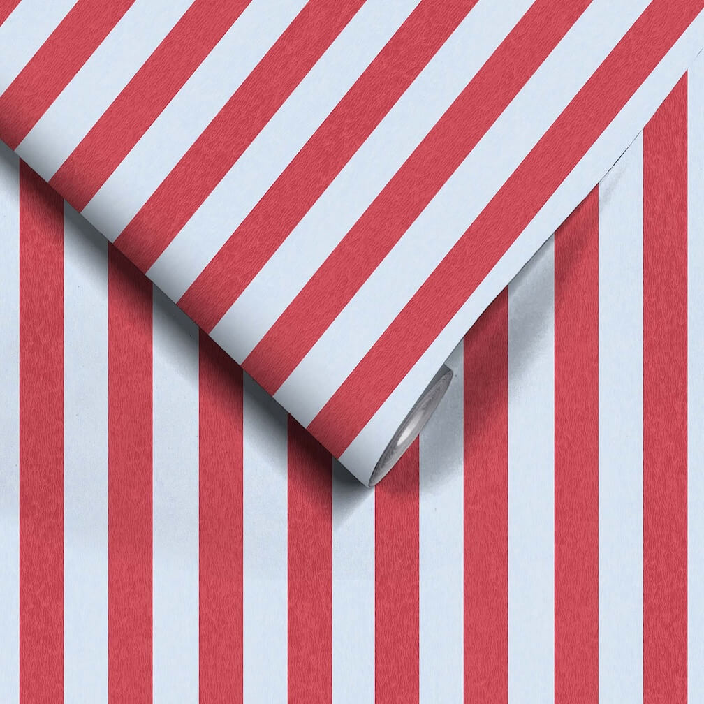 Woodchip & Magnolia Jockey Stripe Helter Skelter Red Wallpaper - WM - 472 - 05
