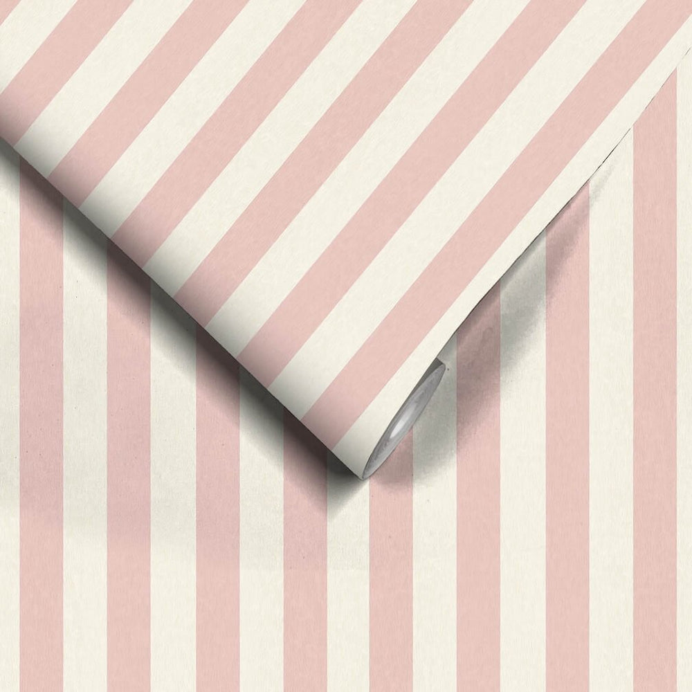 Woodchip & Magnolia Jockey Stripe Pink Cloud Wallpaper - WM - 472 - 07