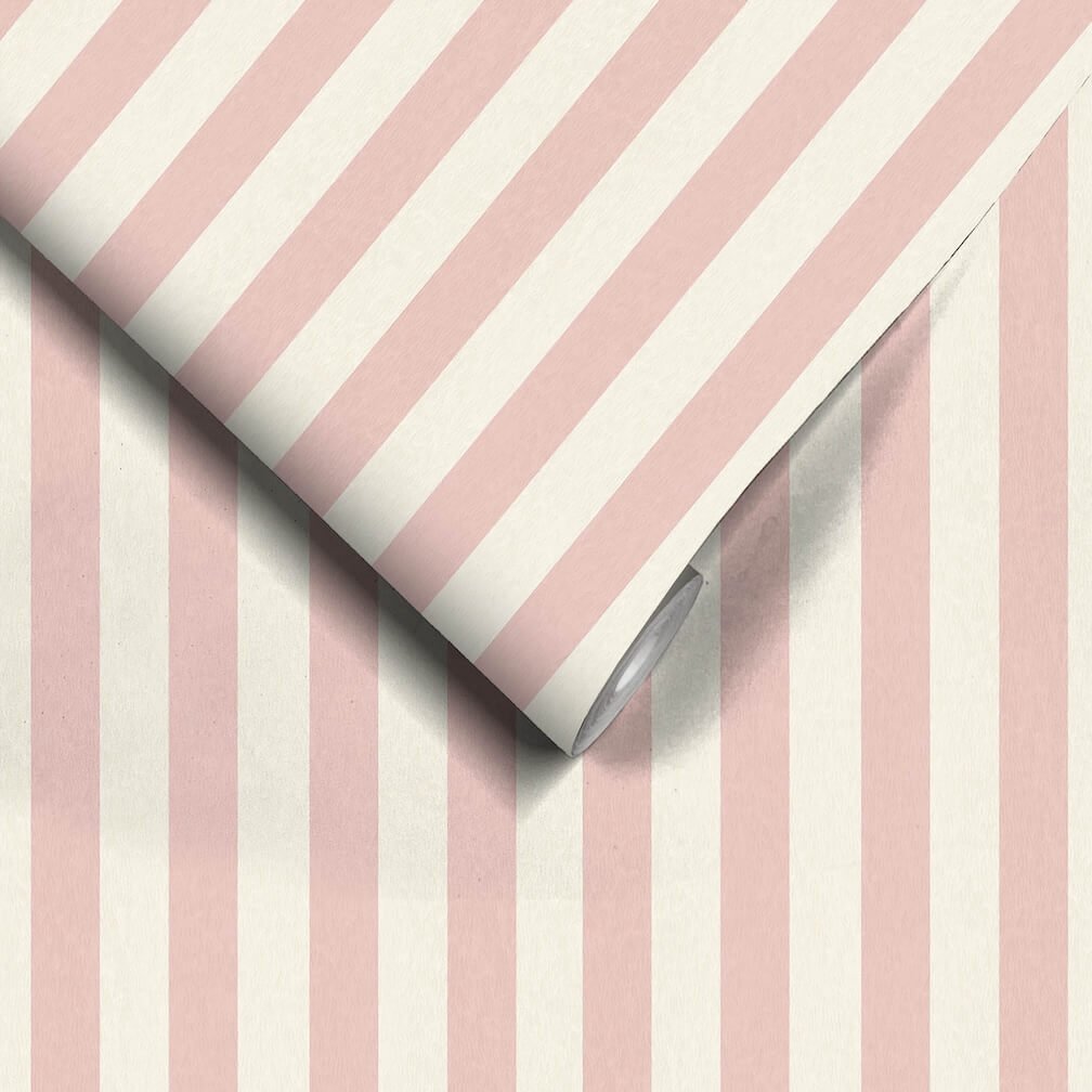 Woodchip & Magnolia Jockey Stripe Pink Cloud Wallpaper - WM - 472 - 07