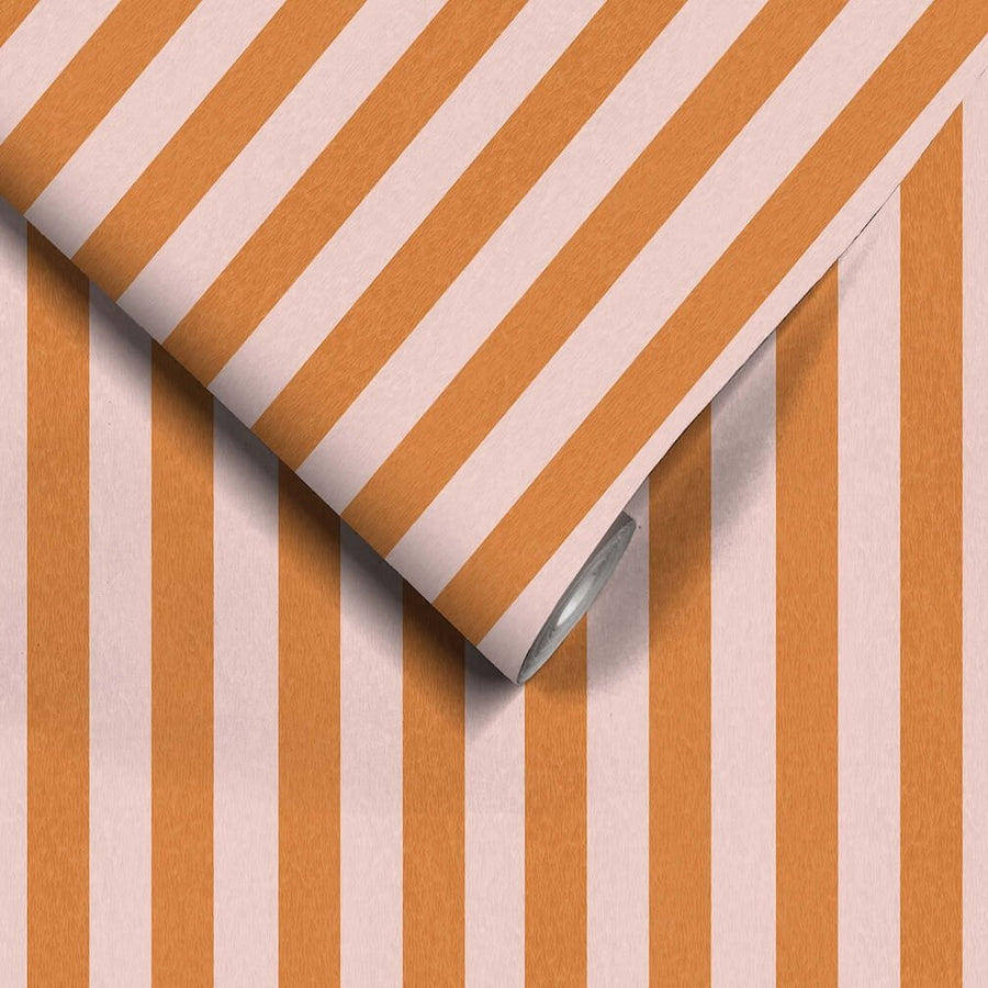 Woodchip & Magnolia Jockey Stripe Pink/Gorse Wallpaper - WM - 472 - 06