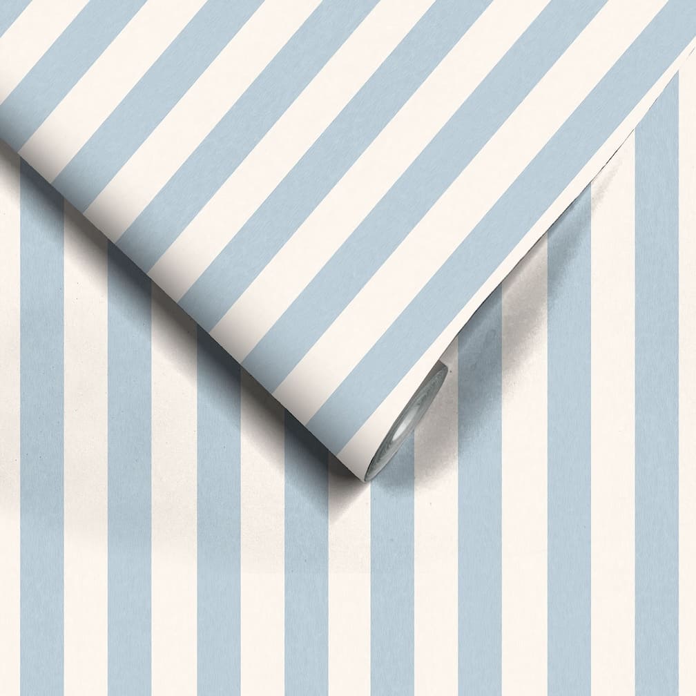 Woodchip & Magnolia Jockey Stripe Powder Blue Wallpaper - WM - 472 - 02