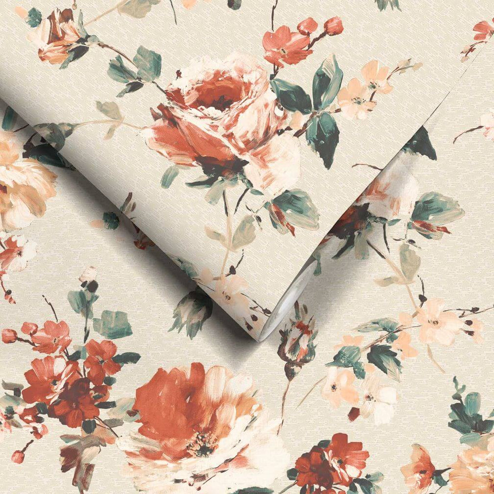 Woodchip & Magnolia Lancashire Rose Rust Wallpaper - WM-434-05