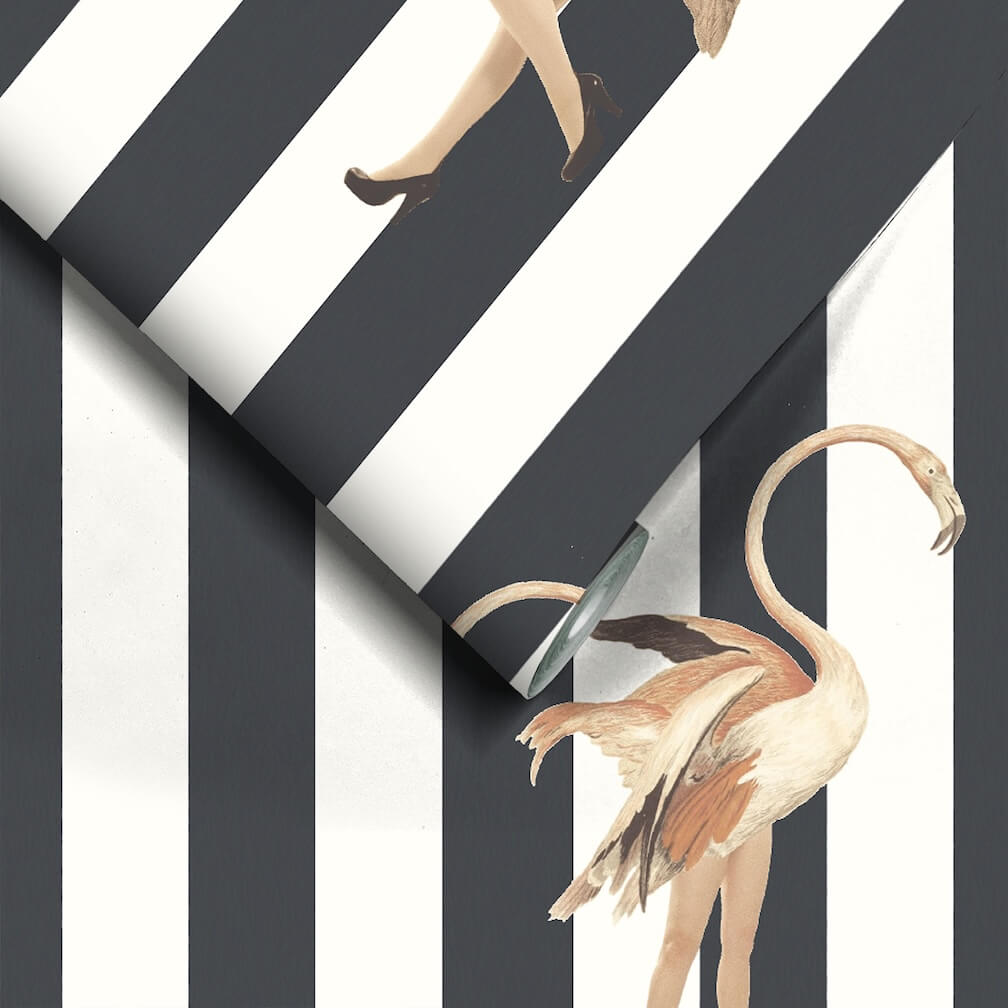 Woodchip & Magnolia Marilyn Jet Stripe Wallpaper - WM - 477 - 01
