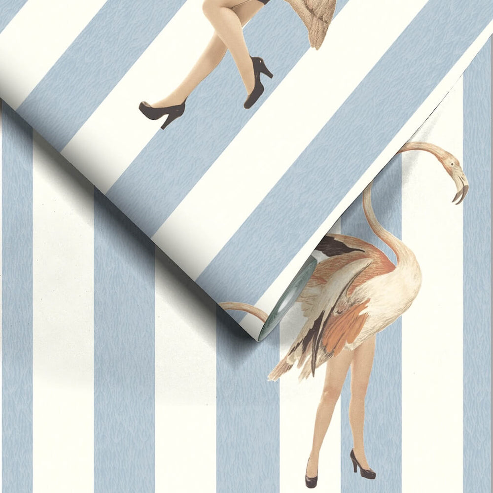 Woodchip & Magnolia Marilyn Vintage Blue Stripe Wallpaper - WM - 477 - 02