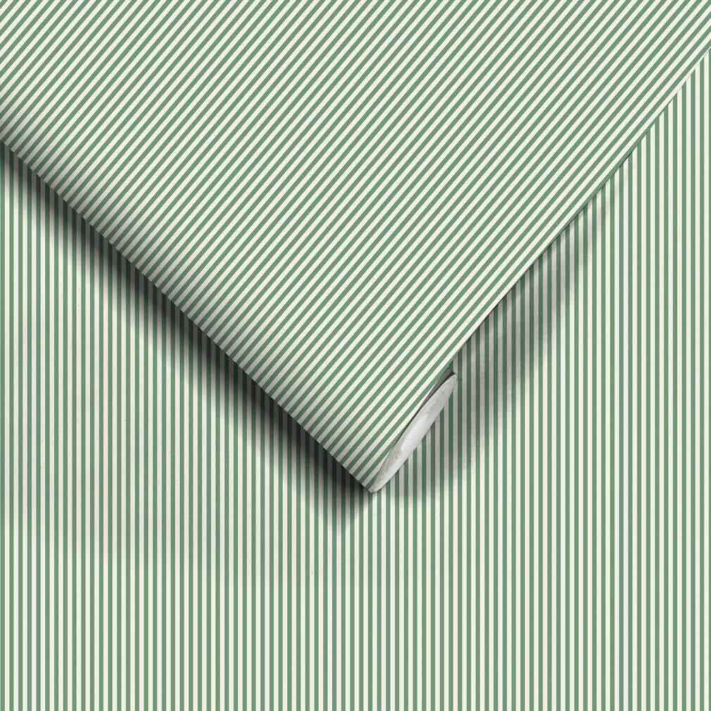 Woodchip & Magnolia Matchstick Stripe Green/Magnolia Wallpaper - 