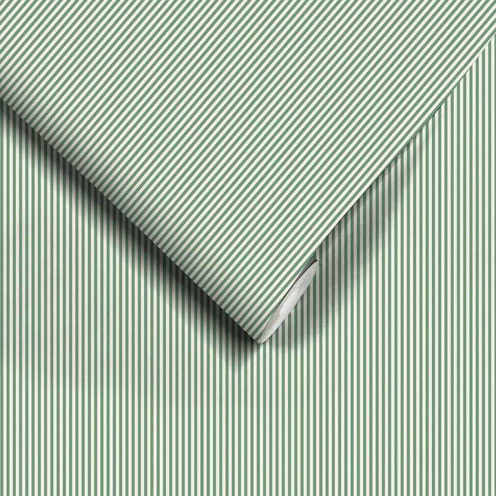 Woodchip & Magnolia Matchstick Stripe Green/Magnolia Wallpaper - 