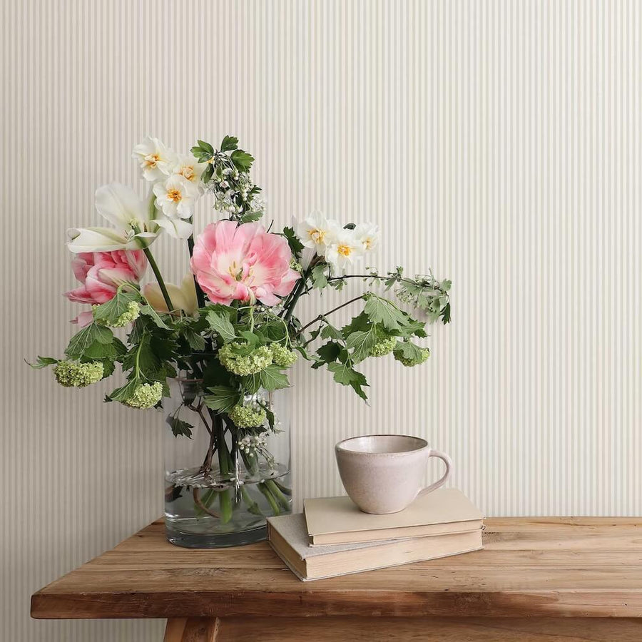 Woodchip & Magnolia Matchstick Stripe Magnolia Wallpaper - WM - 414 - 06
