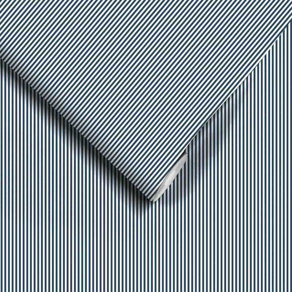 Woodchip & Magnolia Matchstick Stripe Navy/White Wallpaper - WM - 414 - 01