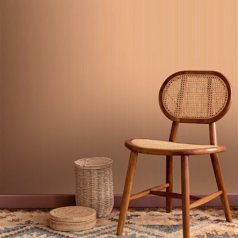 Woodchip & Magnolia Matchstick Stripe Pink Cloud/Gorse Wallpaper - WM - 414 - 04
