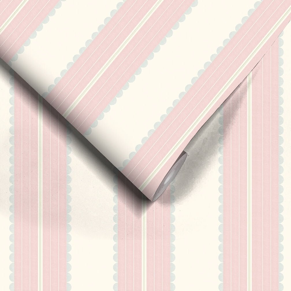 Woodchip & Magnolia Pin Up Stripe Pastel Pink Wallpaper - WM - 478 - 01