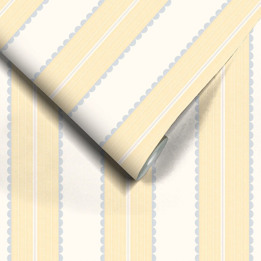Woodchip & Magnolia Pin Up Stripe Soft Yellow Wallpaper - WM - 478 - 02