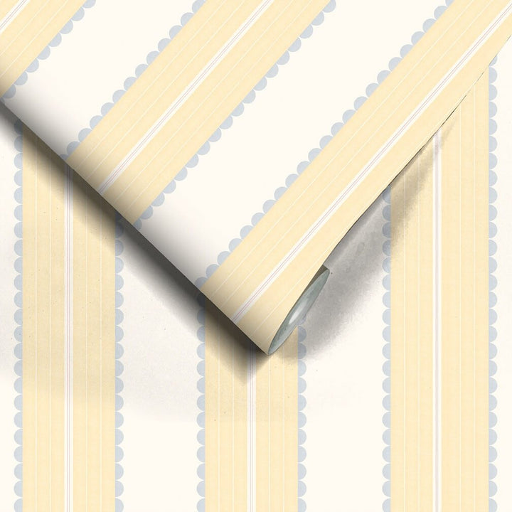Woodchip & Magnolia Pin Up Stripe Soft Yellow Wallpaper - WM - 478 - 02