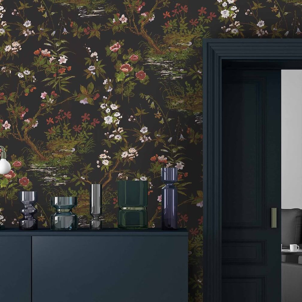 Woodchip & Magnolia Rivington Black Wallpaper - WM - 127