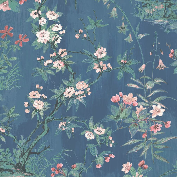 Woodchip & Magnolia Rivington Marine Blue/Blush Wallpaper - WM-126-09