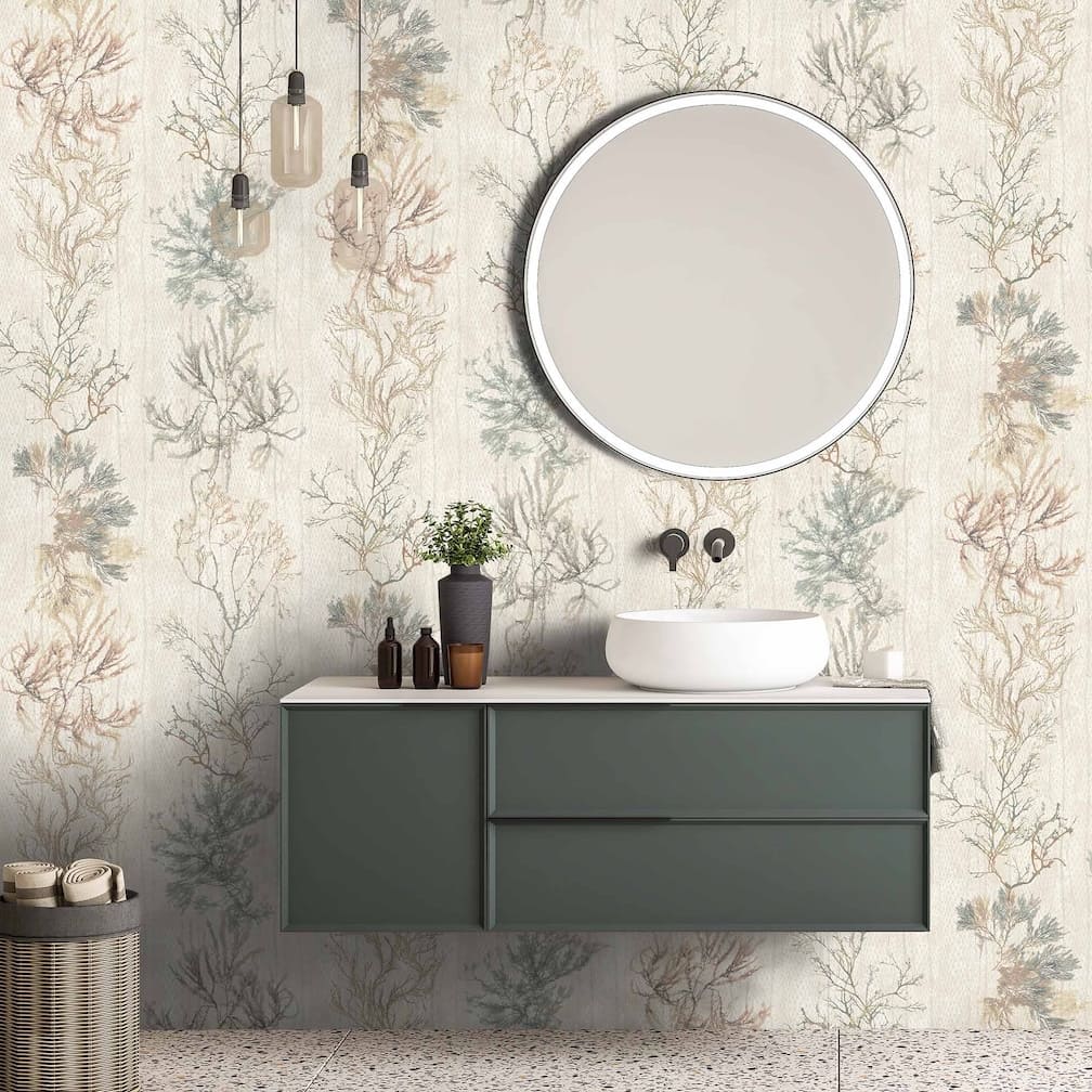 Woodchip & Magnolia Seagrass Seaweed Stripe Oyster Wallpaper - WM - 460 - 03