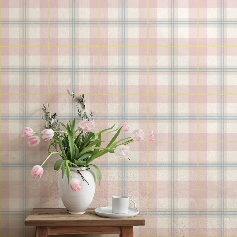 Woodchip & Magnolia Tartanowski Taffy Pink Wallpaper - WM-488-02