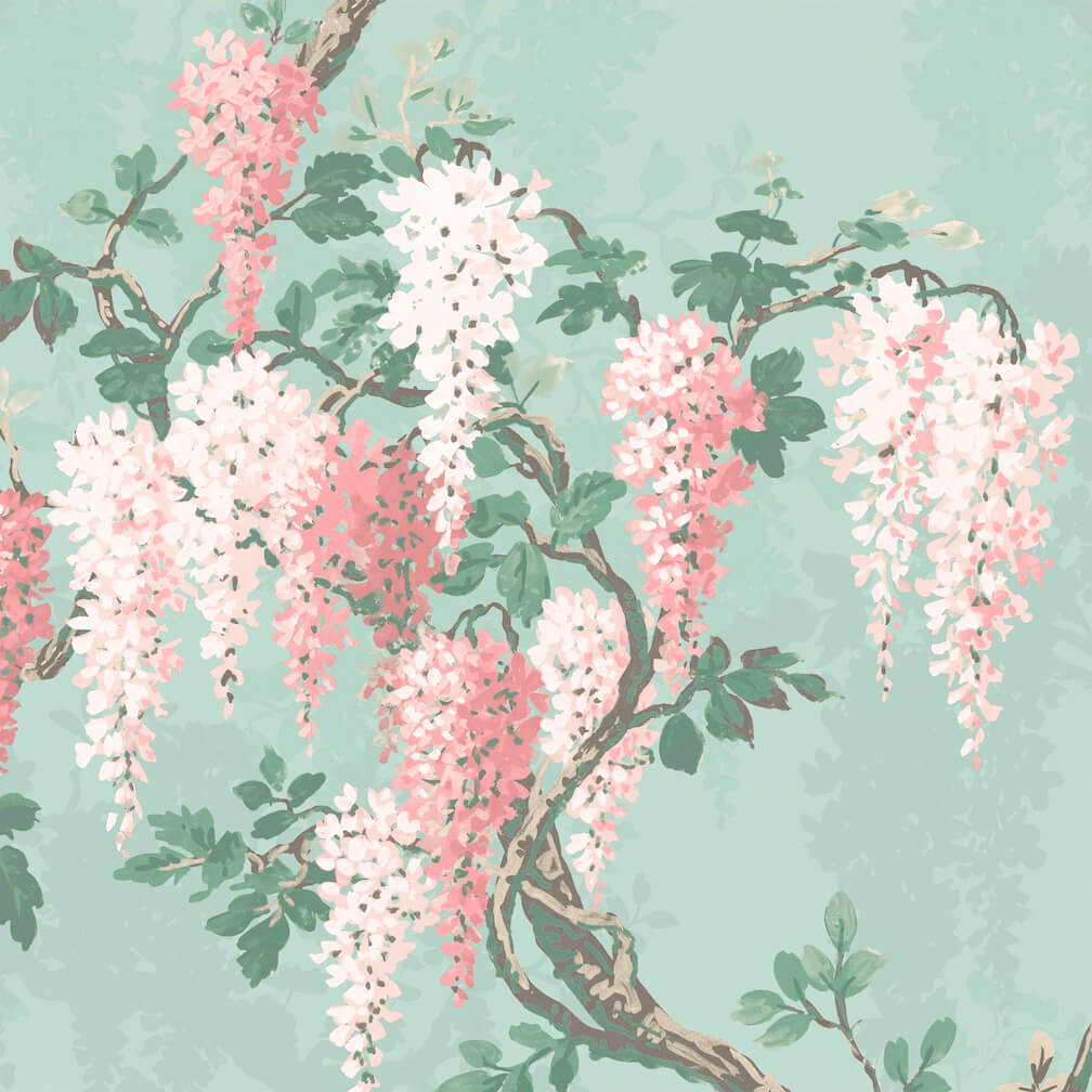 Woodchip & Magnolia Wisteria Botanical Mint Wallpaper - WM-402-02R