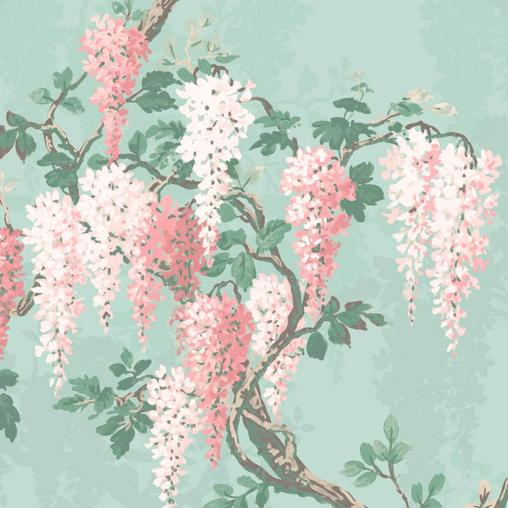 Woodchip & Magnolia Wisteria Botanical Mint Wallpaper - WM-402-02R