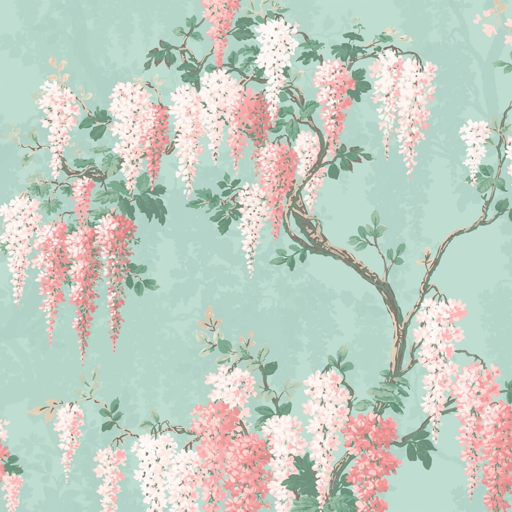Woodchip & Magnolia Wisteria Botanical Mint Wallpaper - WM-402-02R