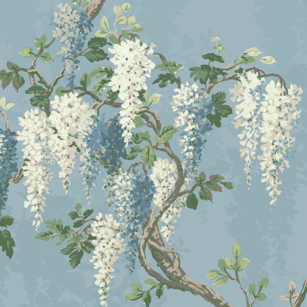 Woodchip & Magnolia Wisteria Botanical Powder Blue Wallpaper - WM-402-03