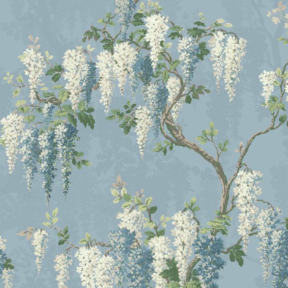 Woodchip & Magnolia Wisteria Botanical Powder Blue Wallpaper - WM-402-03