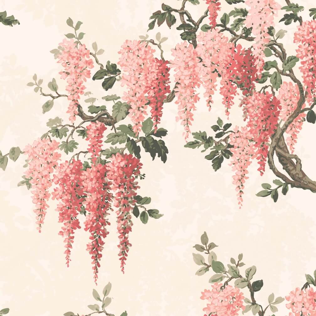 Woodchip & Magnolia Wisteria Coral Floral Wallpaper - WM-219R