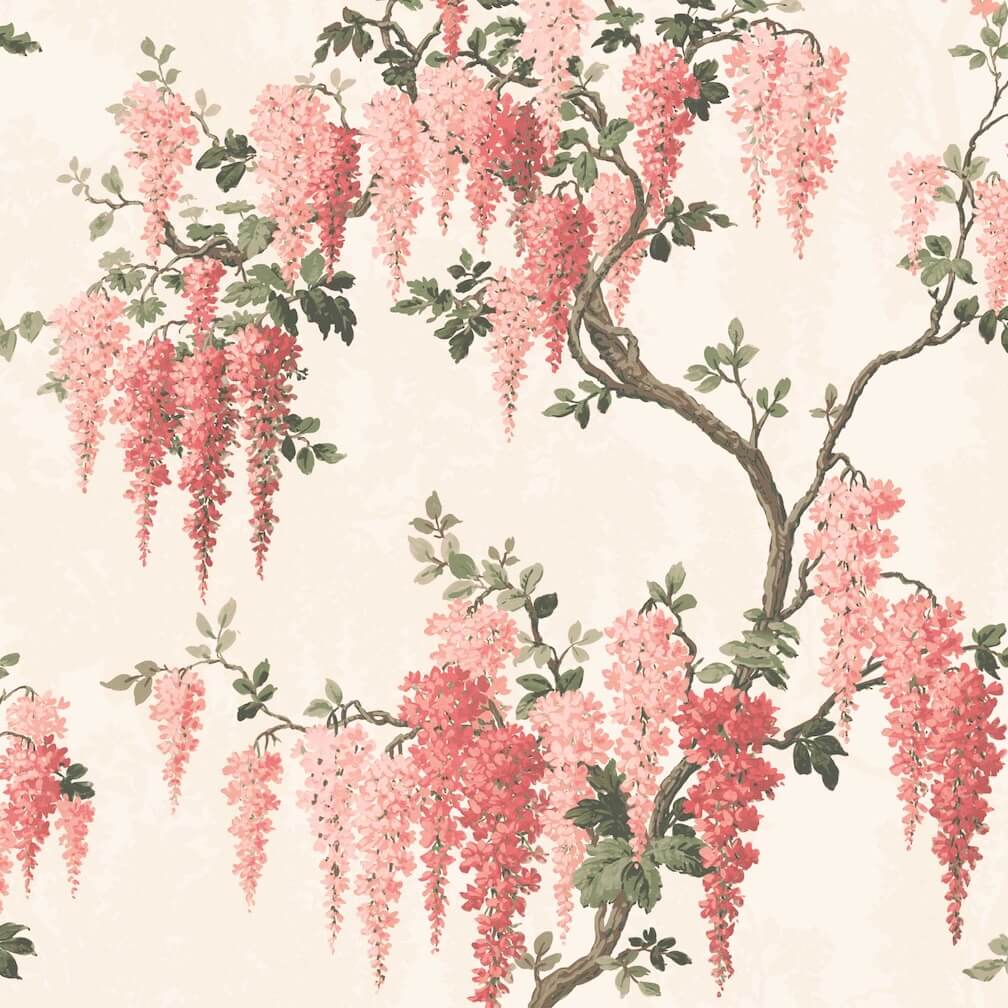 Woodchip & Magnolia Wisteria Coral Floral Wallpaper - WM-219R