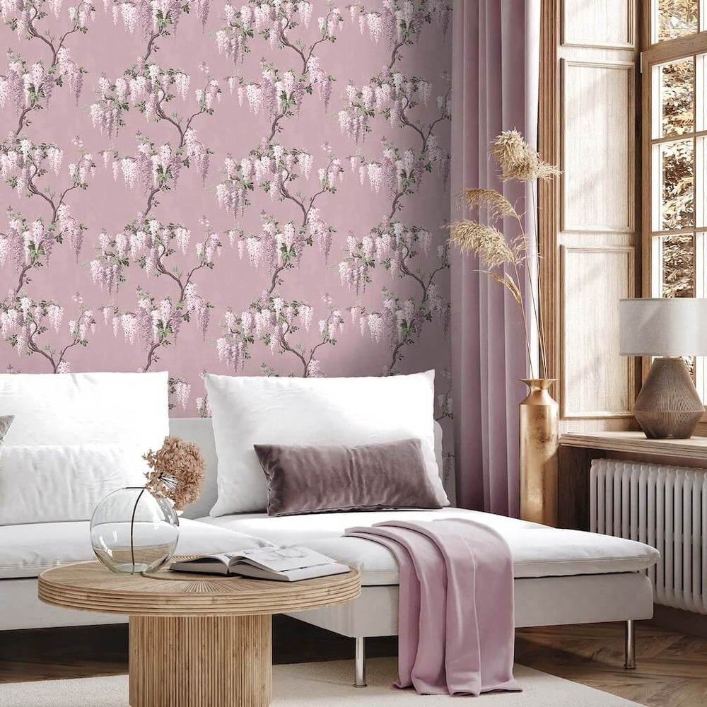 Woodchip & Magnolia Wisteria in Deep Lavender Wallpaper - WM-221