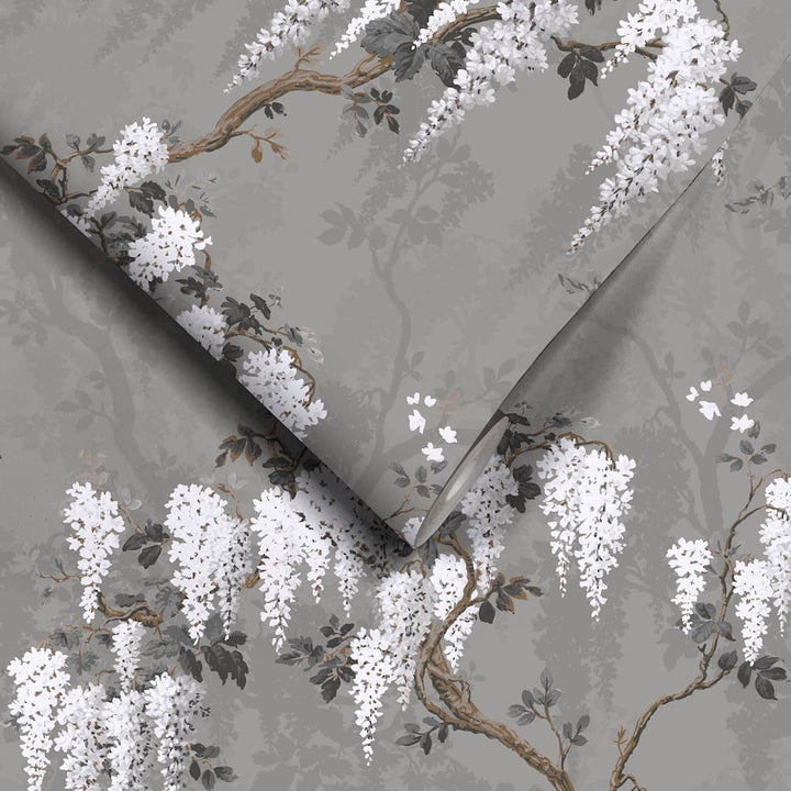 Woodchip & Magnolia Wisteria in Latte/Slate Grey Wallpaper - WM - 333 - 03