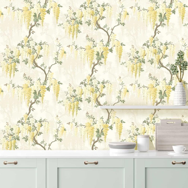 Woodchip & Magnolia Wisteria in Lemon Yellow Wallpaper - WM-333-04R