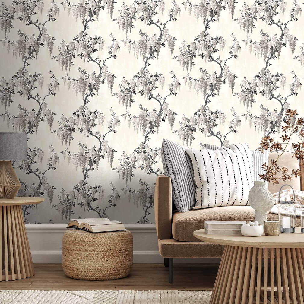 Woodchip & Magnolia Wisteria in Taupe Wallpaper - WM-333-02R