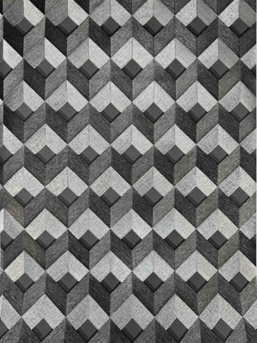  - 3D Stitched Cube Geo Black & Silver Wallpaper - DE120133 - Decor Warehouse