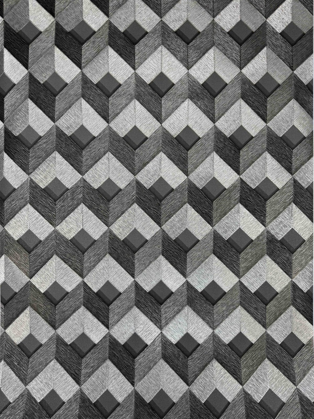  - 3D Stitched Cube Geo Black & Silver Wallpaper - DE120133 - Decor Warehouse